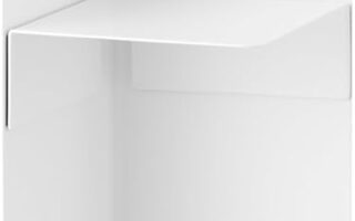 yamazaki tower toilet paper stocker rolling steel column in a small white bathroom