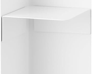 yamazaki tower toilet paper stocker rolling steel column in a small white bathroom