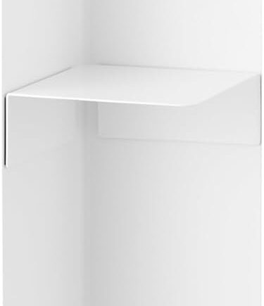 yamazaki tower toilet paper stocker rolling steel column in a small white bathroom