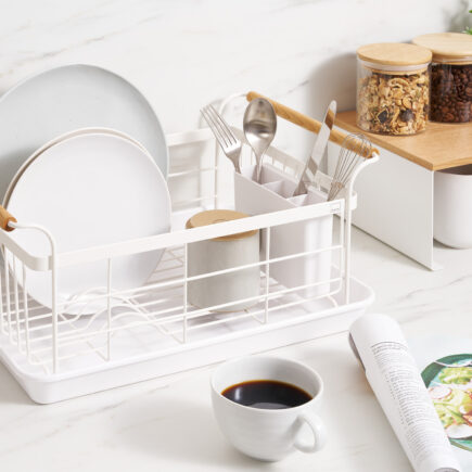 yamazaki tower rolling slim storage cart in a narrow kitchen gap