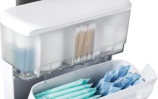 youcopia cabinet door organizer mounted on bathroom cabinet with adjustable compartments