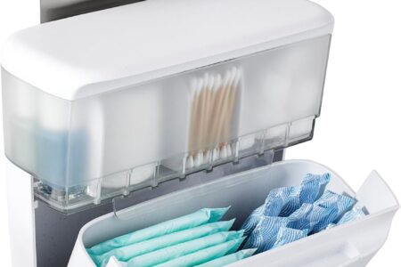 youcopia cabinet door organizer mounted on bathroom cabinet with adjustable compartments