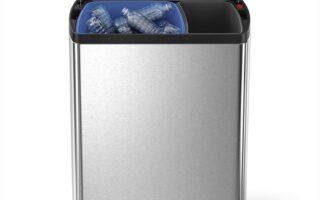 simplehuman 45l rectangular step trash can in a kitchen corner