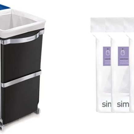 simplehuman under sink organizer pull-out steel bins installed in kitchen cabinet
