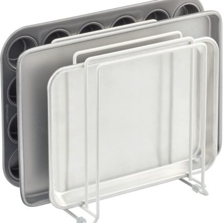 mdesign kitchen cabinet organizer clear bins stacked on pantry shelf