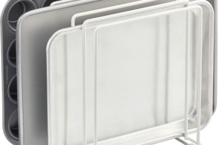 mdesign kitchen cabinet organizer clear bins stacked on pantry shelf