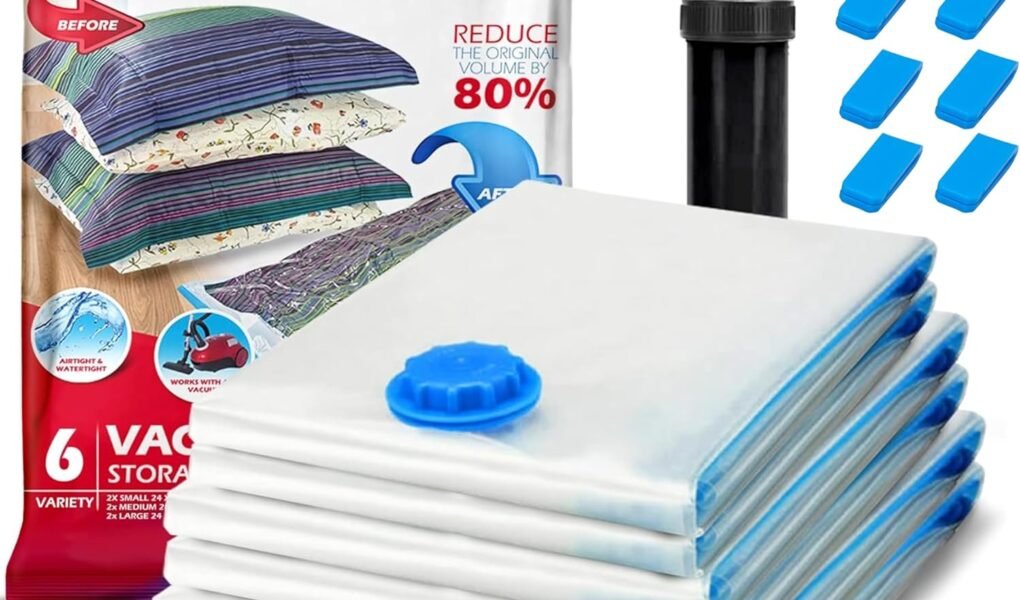 spacesaver large vacuum bags compressed flat under a bed frame