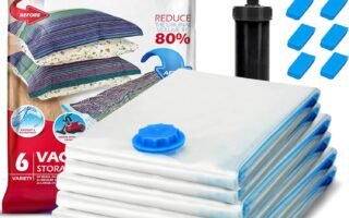 spacesaver large vacuum bags compressed flat under a bed frame