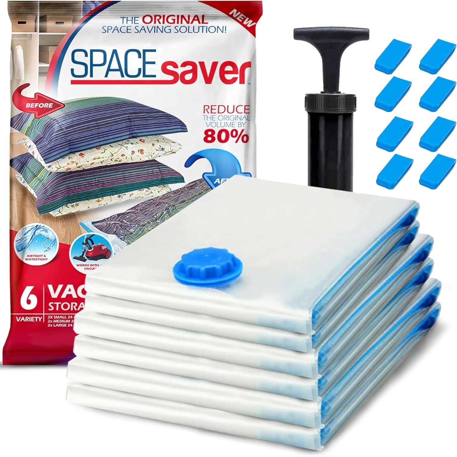 spacesaver large vacuum bags compressed flat under a bed frame