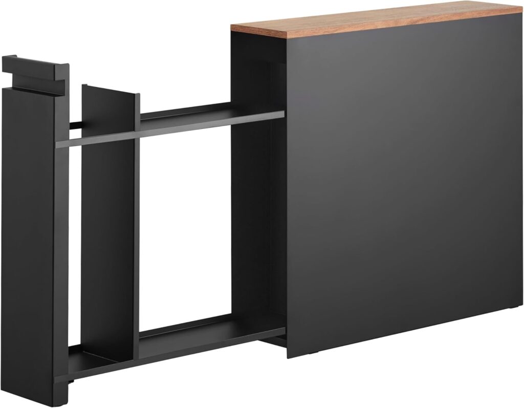 yamazaki pull-out bathroom cabinet standing beside toilet in small bathroom