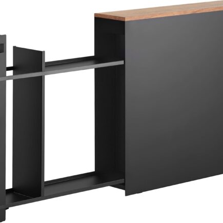 yamazaki pull-out bathroom cabinet standing beside toilet in small bathroom